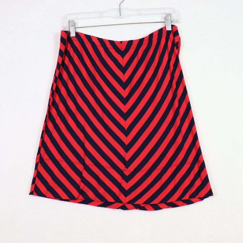 MERONA Red Navy Striped A Line Knee Length Skirt Size L‎
